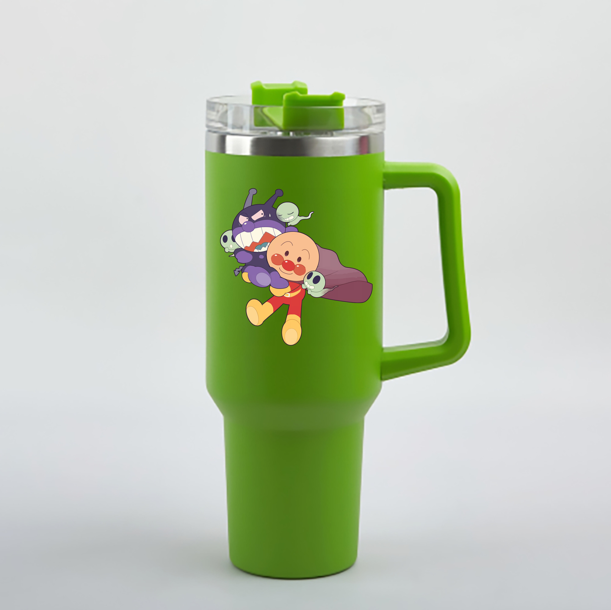 （画像用） アンパンマン Anpanman 1200mL車用タンブラー - クリスタルステッカー（プラスチックストロー付き）